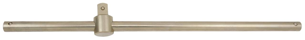 Einfacher metallener Griff in horizontaler Ausrichtung. Er hat rechts und links Bohrungen zur Befestigung und eine mittige Halterung.