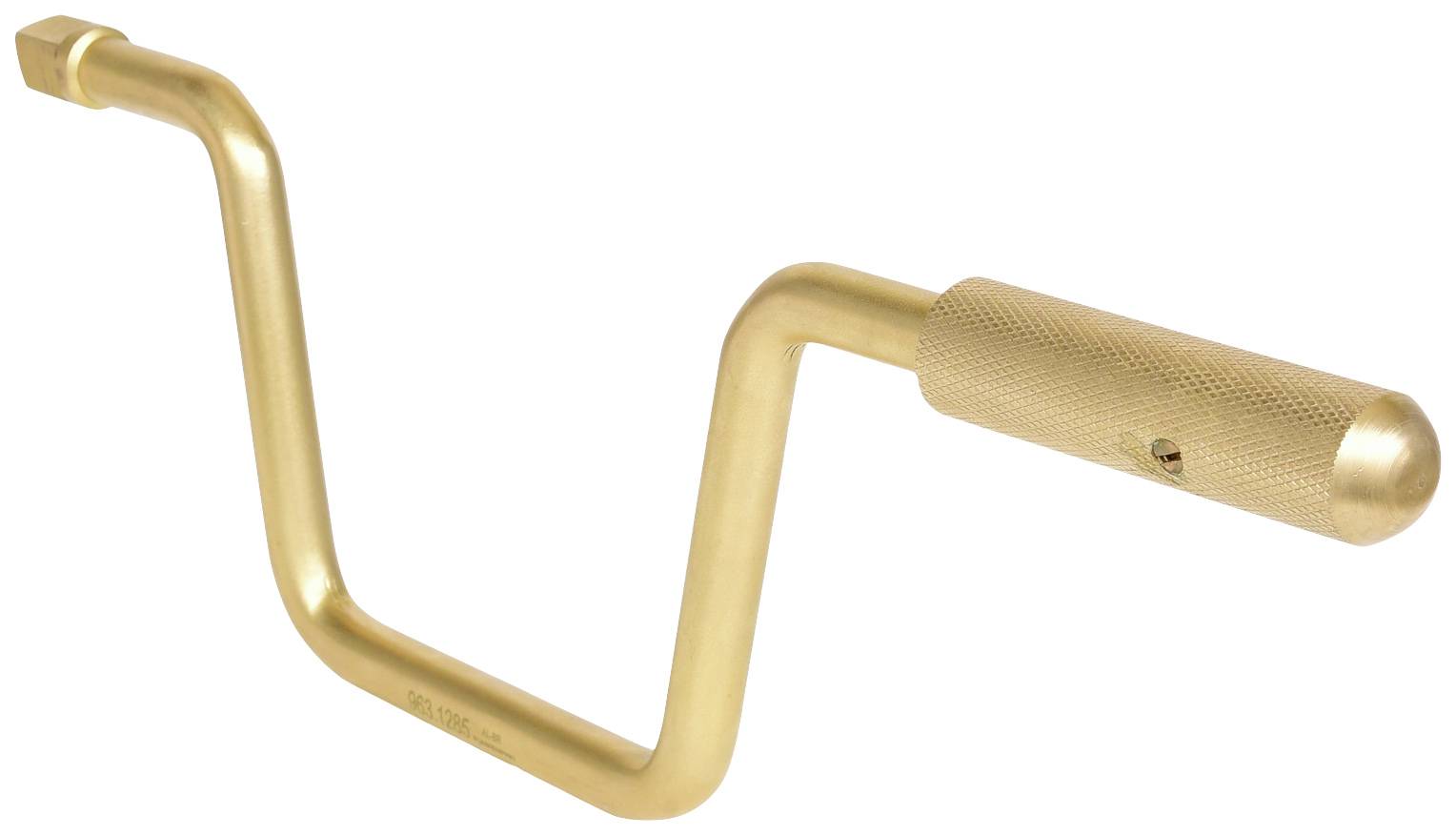 Ein goldener Handbohrer mit ergonomischem Griff und gebogenem Schaft, hauptsächlich verwendet für präzise handgeführte Bohrarbeiten.