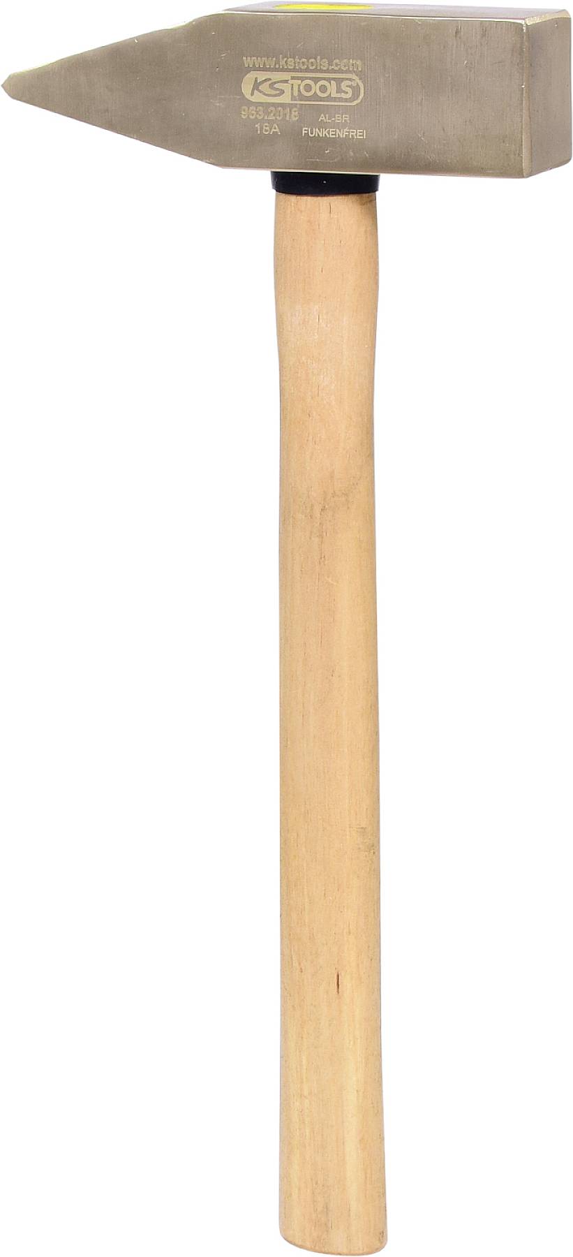 Hammer mit Holzgriff und Metallkopf, geeignet zum Schneiden und Hämmern von Metall.