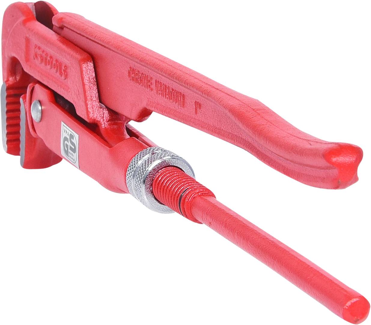 Ein roter Rohrabschneider mit festem Griff und verstellbarer Klinge, geeignet für präzises Schneiden von Rohren verschiedener Größen.