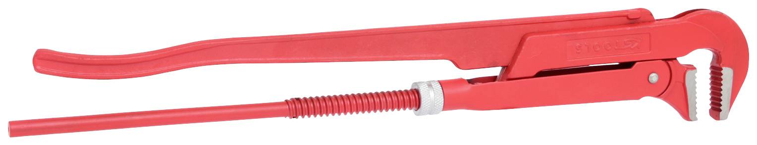 Rote Wasserpumpenzange mit gezacktem Greifkopf und langem Griff, geeignet zum Anziehen und Lösen von Rohrverbindungen.