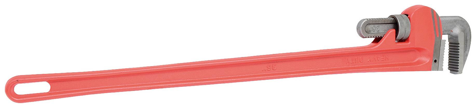Rote Rohrzange auf weißem Hintergrund, mit verstellbarem Kiefer, geeignet für Sanitärarbeiten.