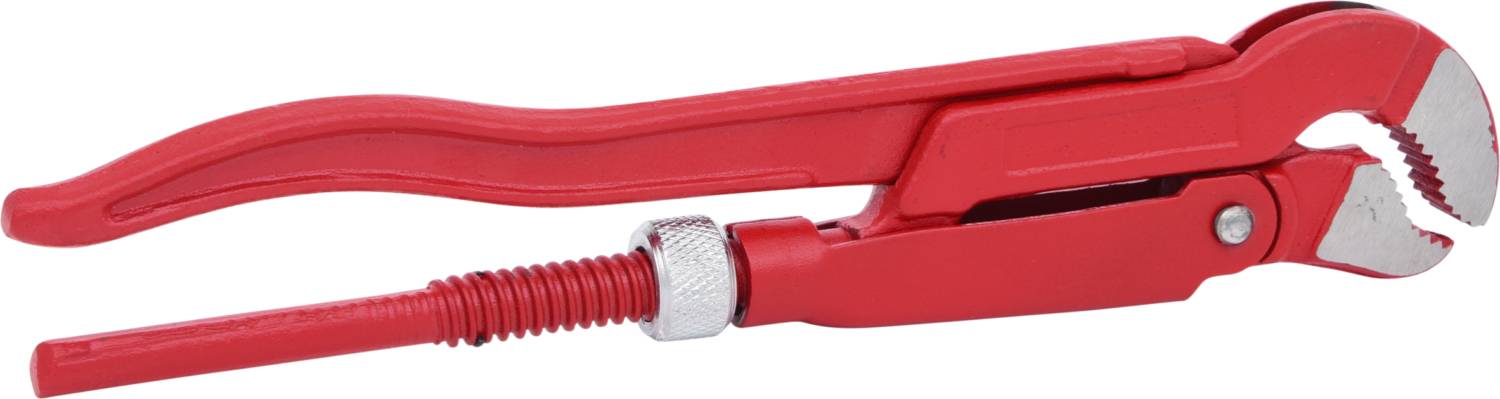 Große rote Wasserpumpenzange mit verstellbarem Gelenk. Ideal zum Greifen und Drehen von Rohren und Fittings in der Sanitärinstallation.