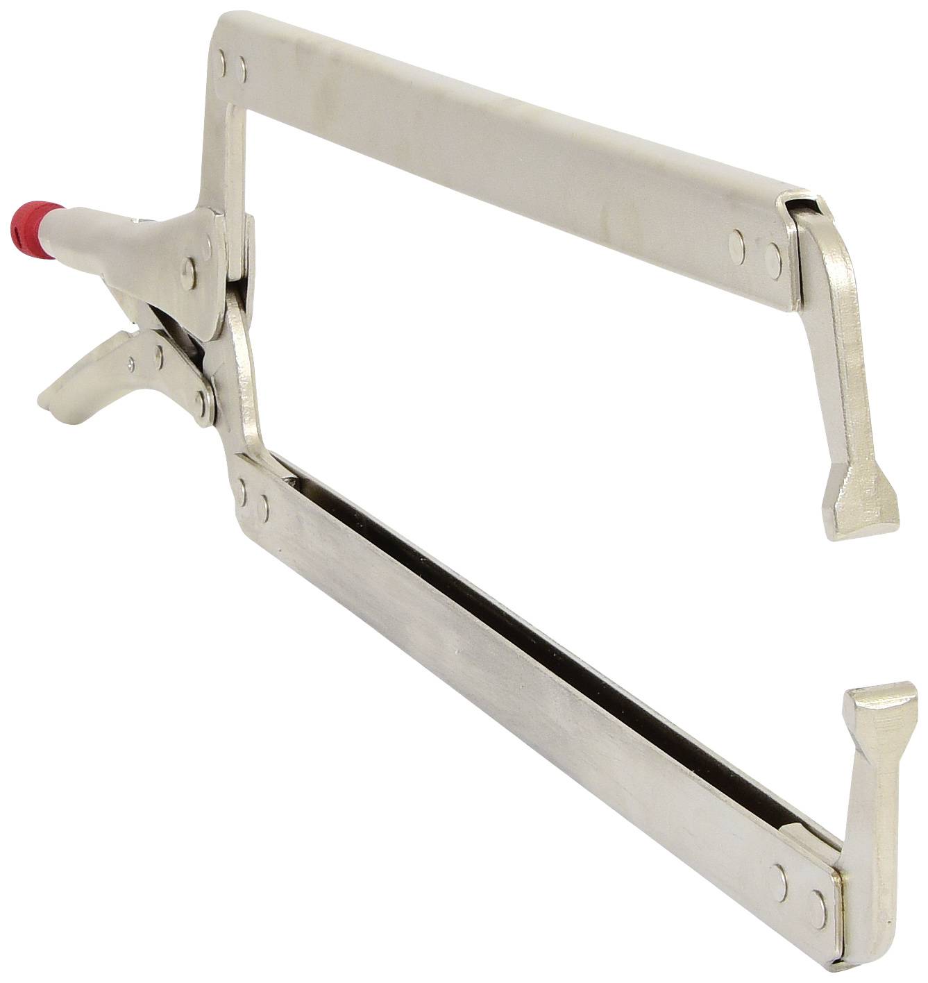 Metallischer Spannrahmen mit verstellbarem Mechanismus, geeignet zum Halten von Materialien.