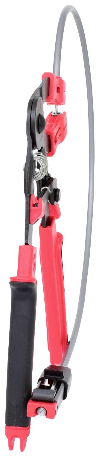 Gabelschlüssel mit integriertem Kabel in Rot und Schwarz, geeignet für Fahrradreparaturen und -wartung.