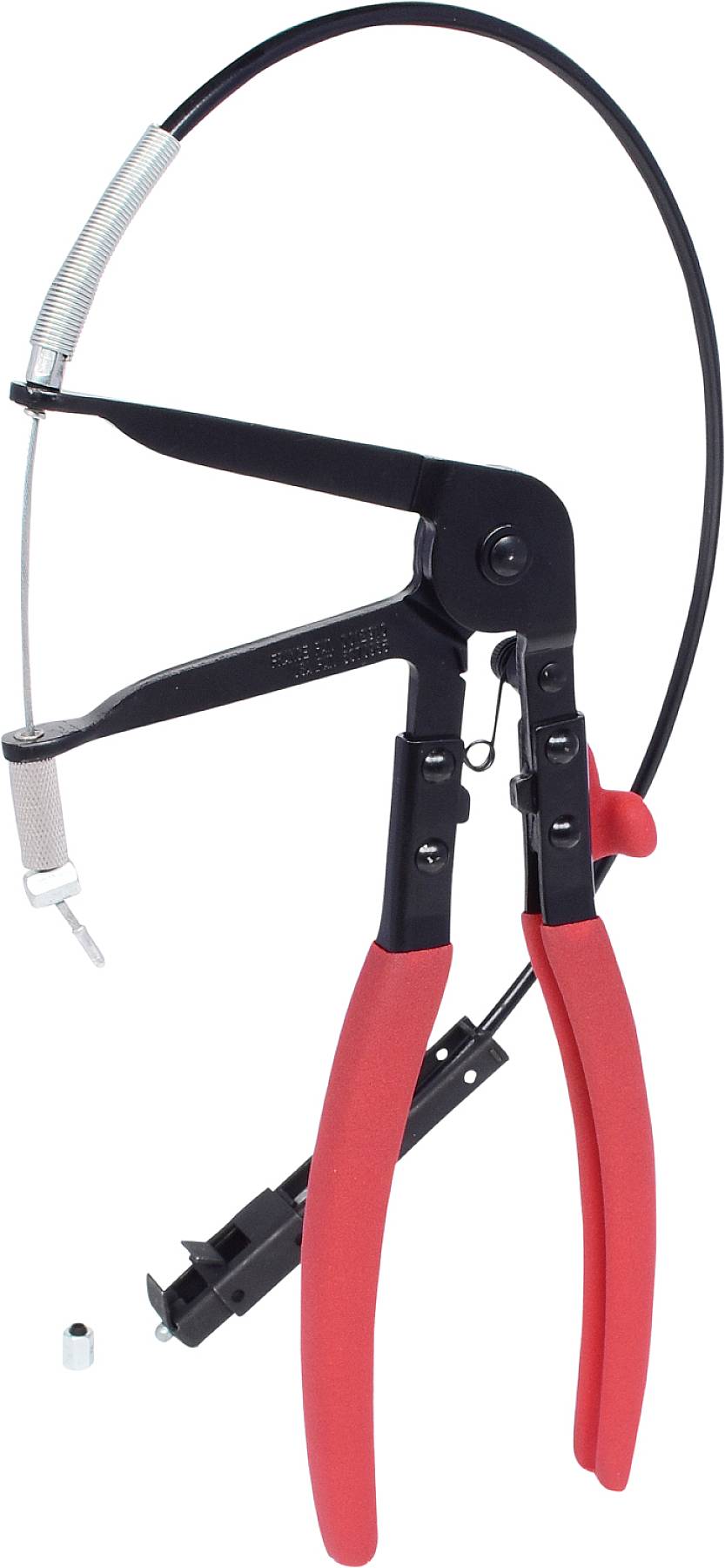 Zange mit rotem Griff und flexiblem Kabel zur Erleichterung der Handhabung. Hauptsächlich für den Einsatz in schwer zugänglichen Bereichen.
