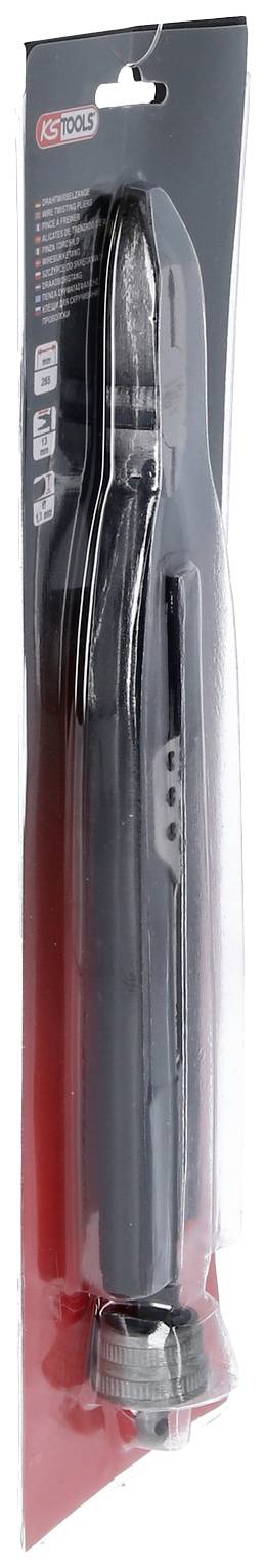 Verpacktes Grillzubehör in Kunststoffverpackung, dunkle Grillzange mit Edelstahlspitzen, geeignet für das sichere Wenden von Speisen.