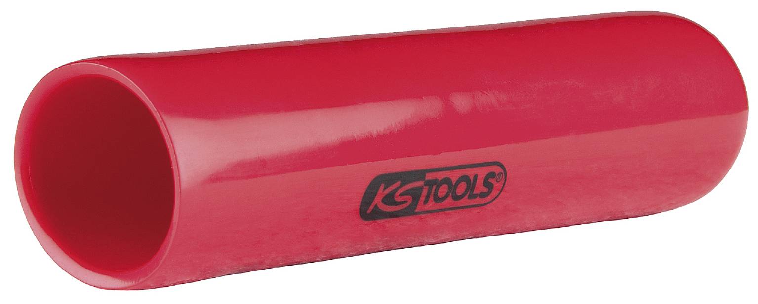 Rotes, zylindrisches Schutzrohr mit 'KS Tools'-Logo an der Seite. Verwendet für den Schutz von Werkzeugen oder Kabeln.
