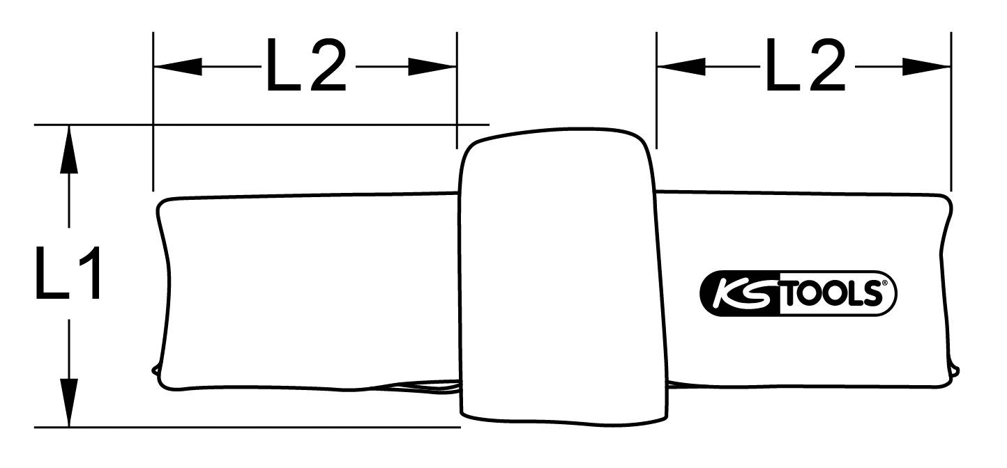 Diagramm eines Werkzeugs mit den Maßen 'L1' und 'L2'. Rechts steht 'KS Tools'.