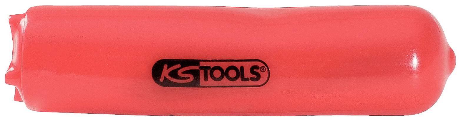Ein roter Kunststoffgriff mit aufgedrucktem Logo 'KSTOOLS', vermutlich ein Werkzeuggriff oder ähnliches Zubehör.