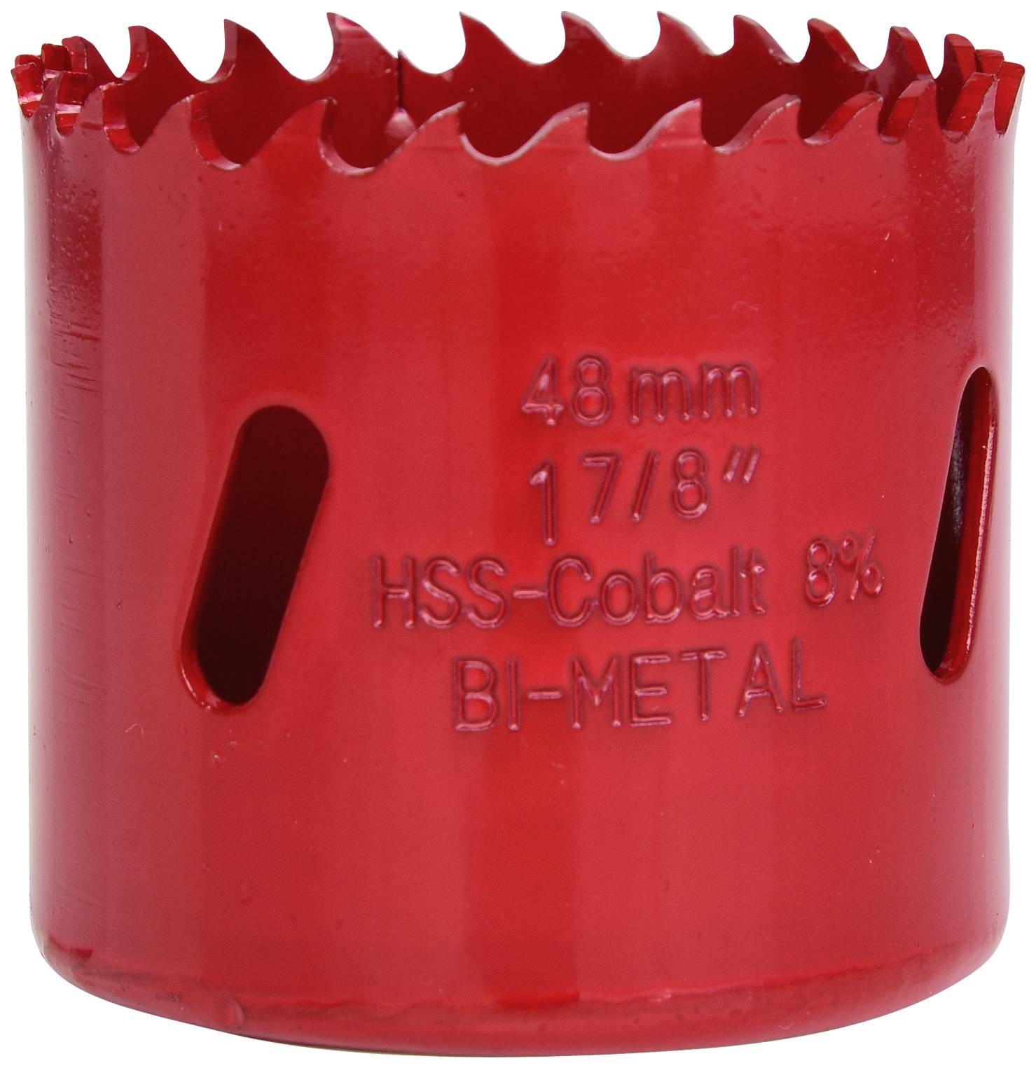 Rotes Lochsägeblatt mit der Aufschrift '48mm, 1 7/8