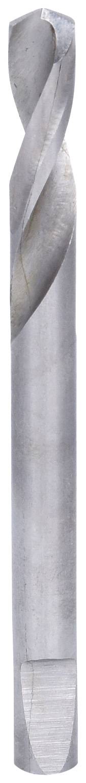 Ein metallener Bohrer mit zwei spiralförmigen Schneiden, geeignet zum Bohren von Löchern in harte Materialien wie Metall oder Holz.