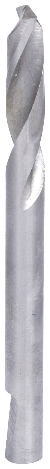 Ein silberner Spiralbohrer aus Metall, senkrecht stehend. Geeignet für Bohrungen in Metalle oder andere harte Materialien.