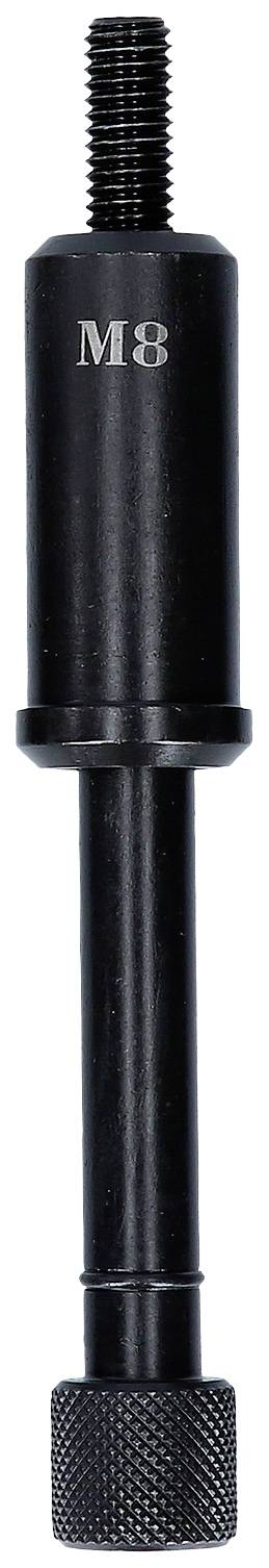 Schwarzer Metall-Schraubadapter mit Gewinde, markiert mit 'M8'.