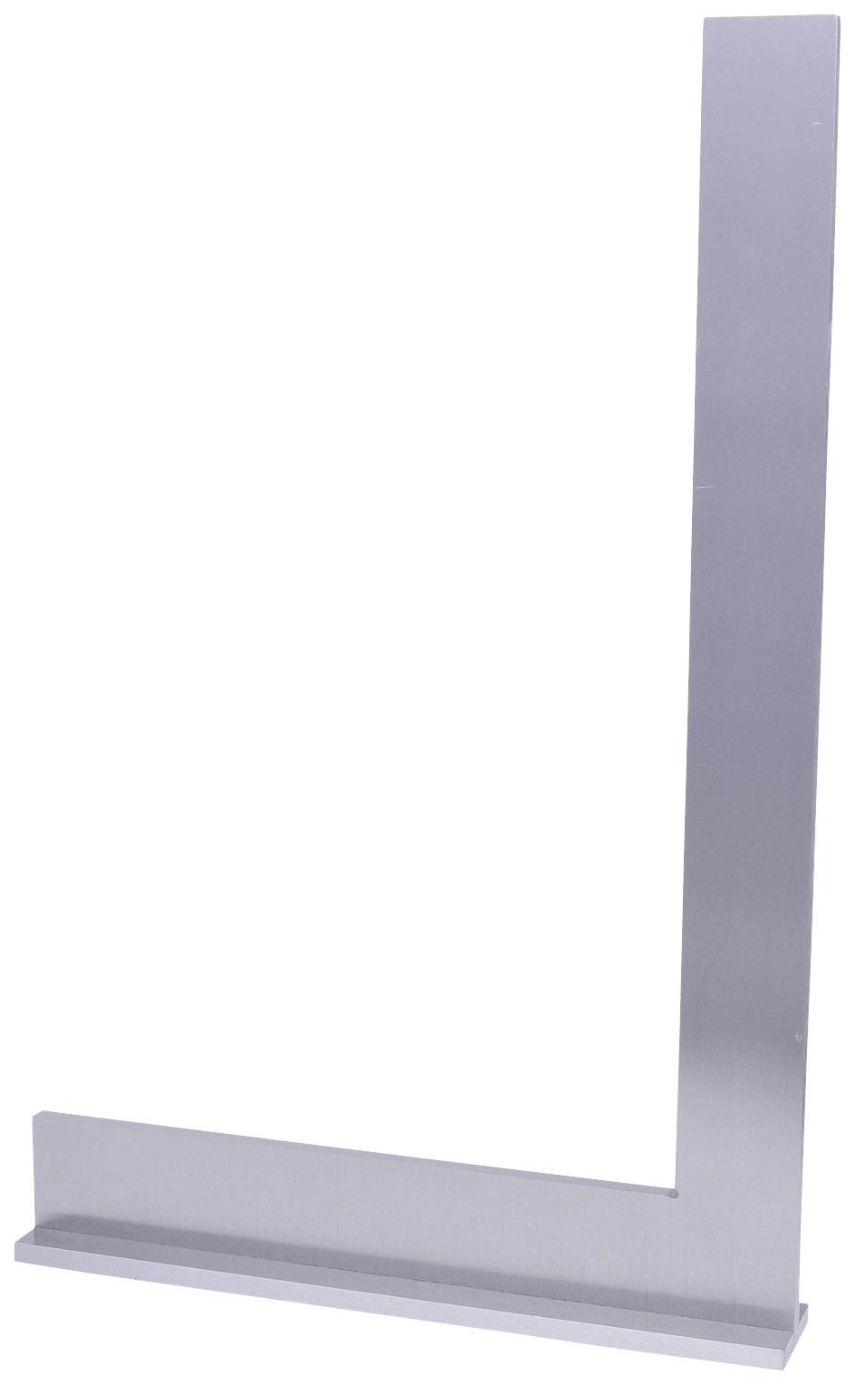 Stahl-Winkelmaß in L-Form, das zur Messung und Überprüfung von rechten Winkeln in Bau- und Schreinerarbeiten verwendet wird.