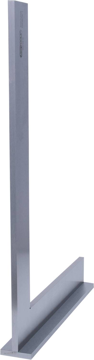 Ein großer, grauer Metallwinkel, in L-Form, aufrecht stehend. Verwendet für Messungen oder Konstruktionen in technischen Anwendungen.