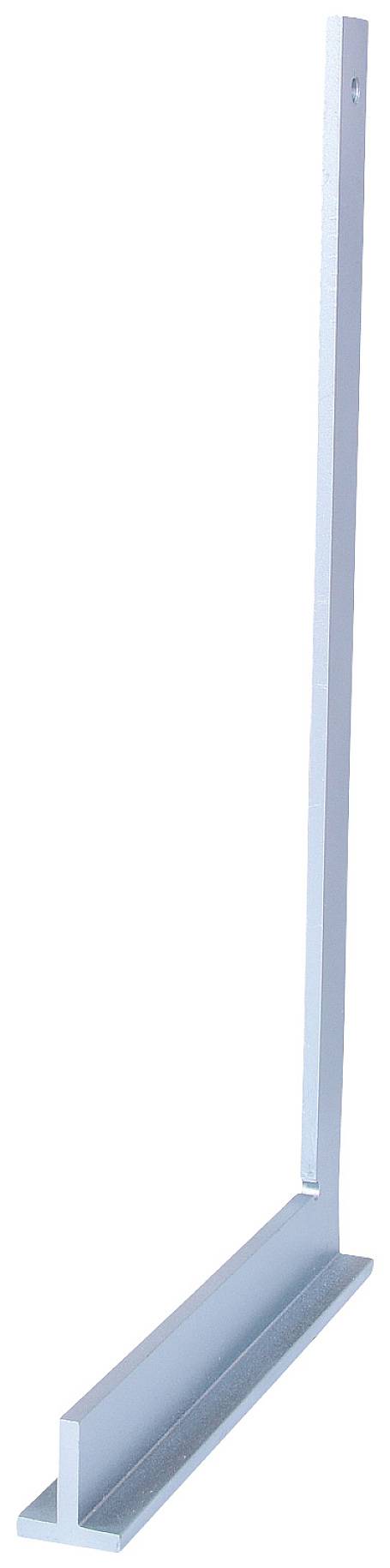 Ein langes, schmales, vertikales Metallprofil mit einem flachen, rechteckigen Fußteil unten.