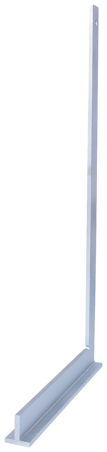 Ein Metallwinkel, der aus einem langen vertikalen und einem kurzen horizontalen Schenkel besteht, vermutlich ein Montageträger.