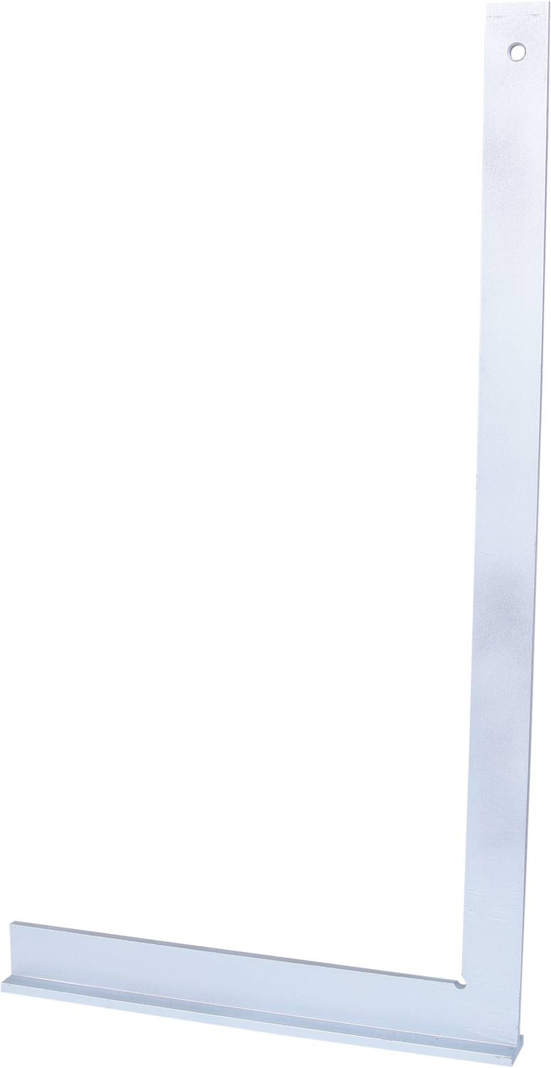 Ein Stahlschmiedewinkel mit Bohrung, geeignet für Schreinerarbeiten, zeigt die senkrechte und waagrechte Kante zur präzisen Ausrichtung.