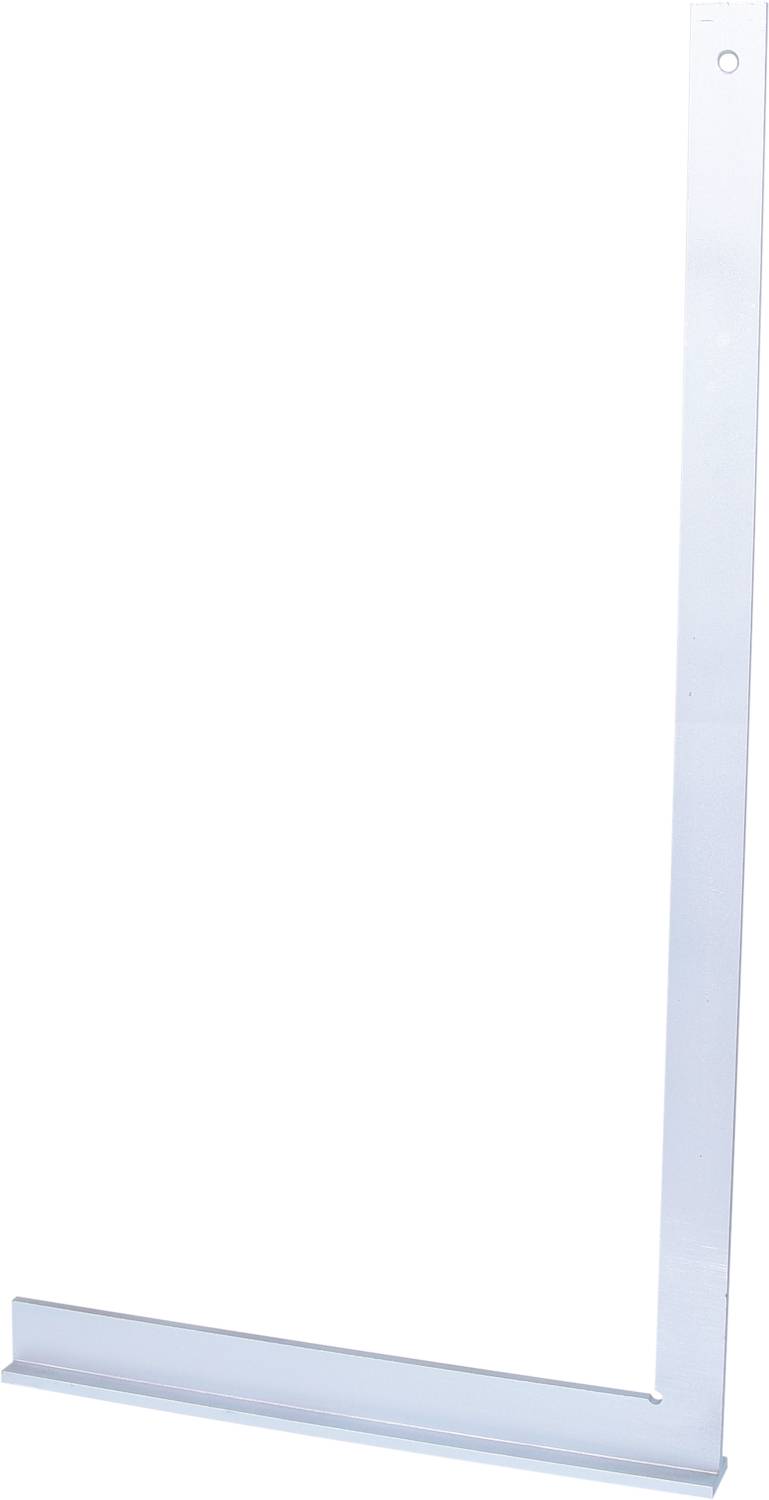 Quadratischer Zimmermannswinkel aus Metall mit integriertem Griff, geeignet für präzise Holzarbeiten und Markierungen.