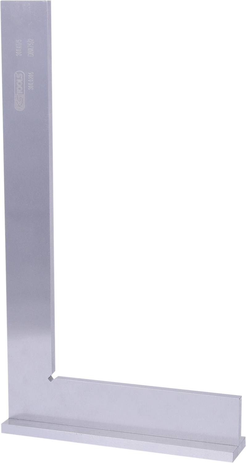 Metallwinkelmaß aus Edelstahl, in L-Form zum Vermessen rechten Winkels. Geeignet für präzise handwerkliche oder technische Arbeiten.