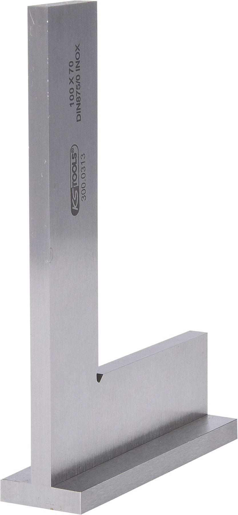 Ein Metallwinkelmaß aus Edelstahl mit eingeprägter Skala, verwendet zur präzisen Messung und Einrichtung von Winkeln.