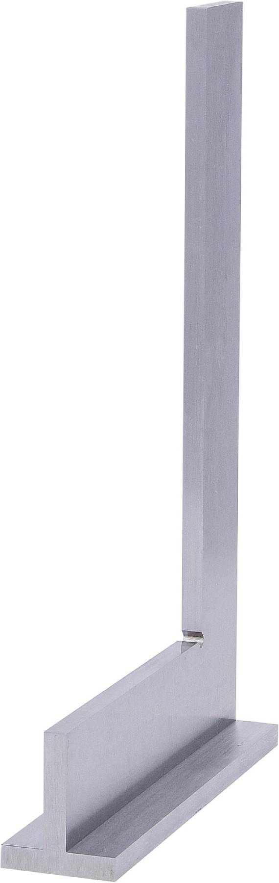Metallwinkelmaß, aus silbernem Metall, mit rechtwinkligem Schenkel. Wird für präzise Messungen und geometrische Prüfungen genutzt.