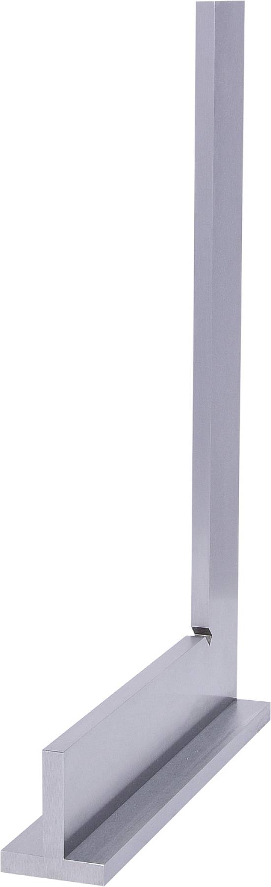 Ein silberfarbener Metallwinkel mit einem rechtwinkligen Knick, der als Präzisionsmessinstrument für Abstände und Winkel dient.