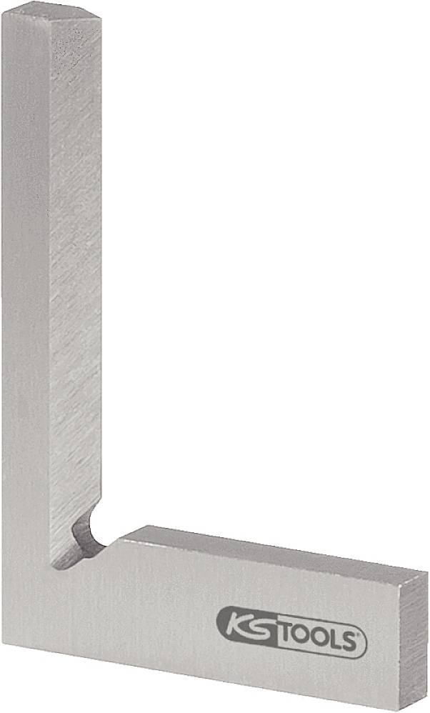 Metallwinkel mit 90-Grad-Winkel, 'KS Tools'-Logo auf der Oberfläche, verwendet zur Präzisionsmessung und -ausrichtung.
