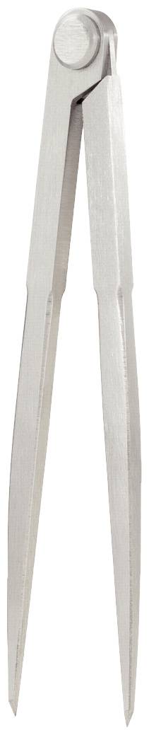 Metallischer Zirkel mit zwei spitzen Schenkeln, geschlossen. Verwendet zum Abmessen und Zeichnen präziser Kreise oder Abstände.
