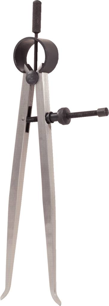 Ein Zirkel aus Metall mit schwarzem Griff, verwendet zum Zeichnen von Kreisen oder zum Messen von Abständen.