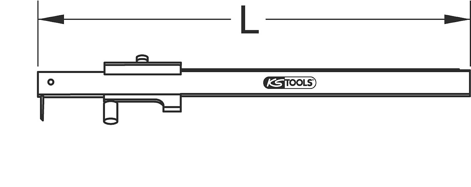 'KS Tools' Innentaster zur Messung von Innendurchmessern, Seitenansicht. Einstellbare Messarme für präzise Innenmessungen von Teilen.