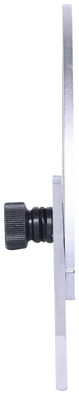 Seitenansicht einer silbernen Türmanschette mit schwarzem Drehknopf, die mechanische Details zeigt, wichtig für Installationsanleitungen.