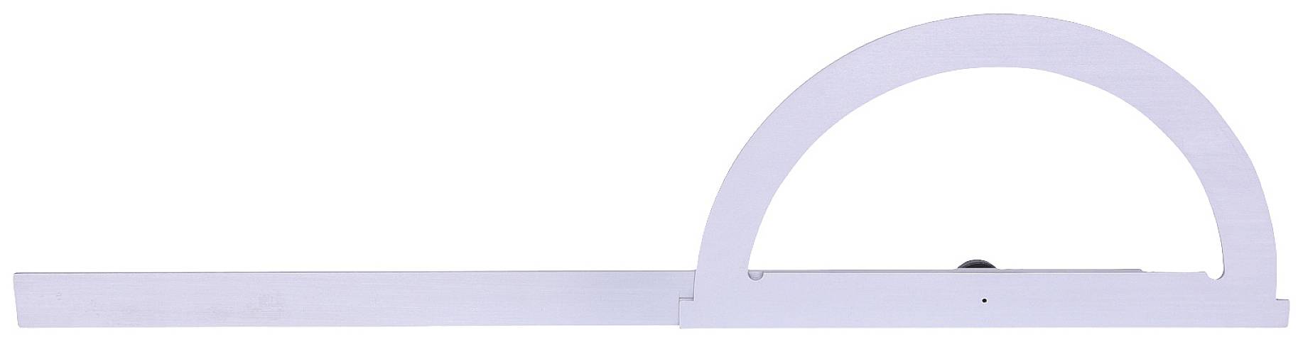 Ein halbkreisförmiger Winkelmesser mit geradem Lineal ist abgebildet, zur Messung und Zeichnung von Winkeln.