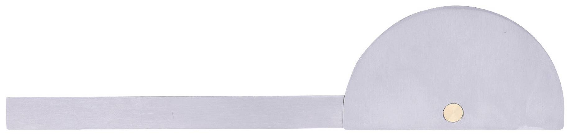 Ein halbkreisförmiges Metallinstrument mit einem langen, flachen Arm, das zur Messung von Winkeln verwendet wird.