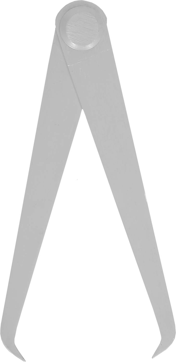 Metallzirkel mit zwei spitzen Armen, offen in einem Winkel. Wird häufig in technischen oder mathematischen Anwendungen verwendet.