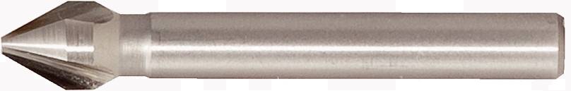 Ein Kegelsenker aus Metall mit einem spitzen, konischen Kopf für die Herstellung von Senkbohrungen in Werkstücken.