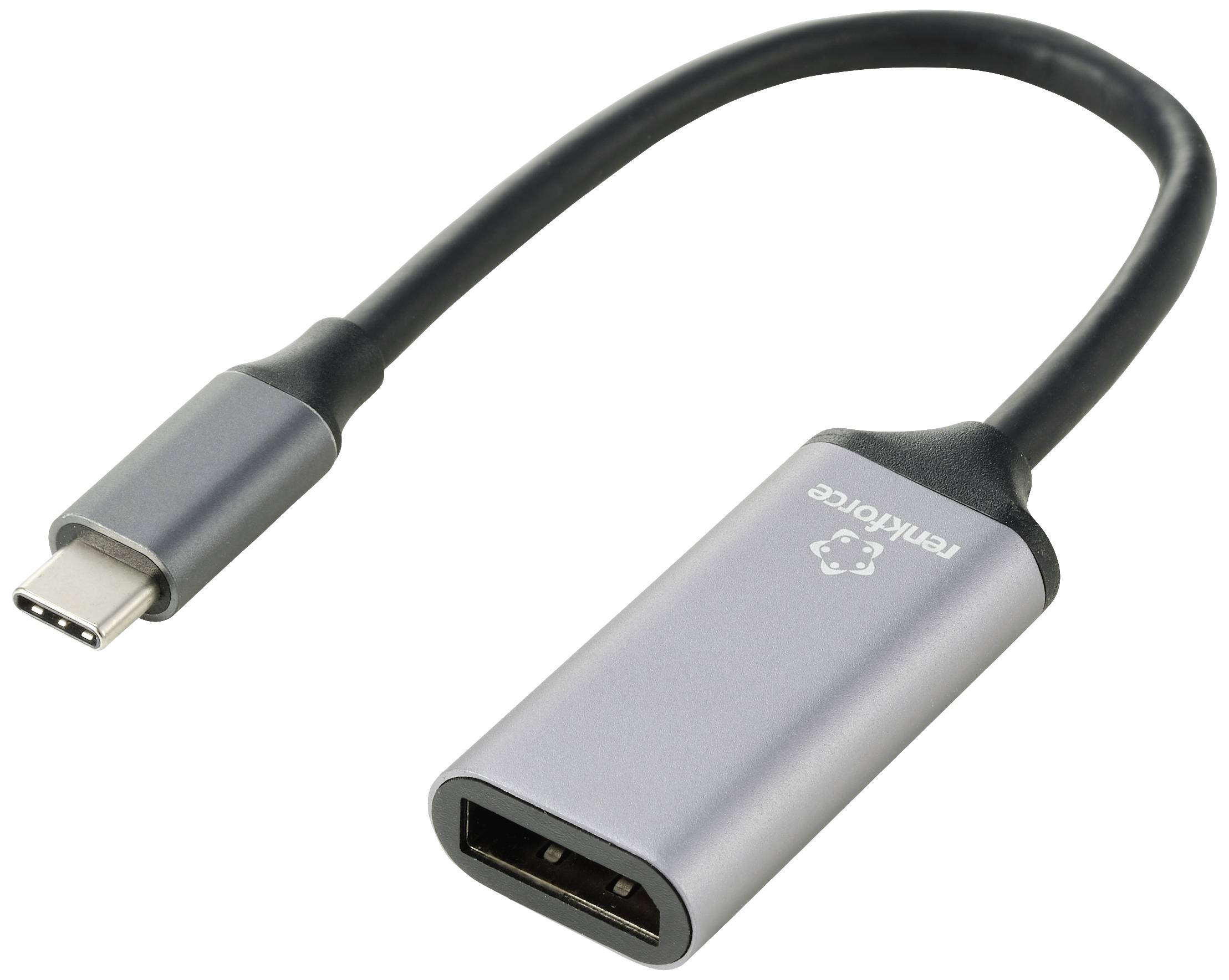 USB-C-zu-HDMI-Adapter mit grauem Gehäuse, geeignet zum Anschluss von Geräten mit USB-C-Anschluss an HDMI-Bildschirme.