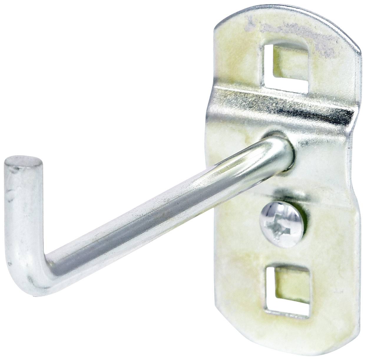 Einzelner Metallhaken mit Wandbefestigung, geeignet zum Aufhängen von Gegenständen.