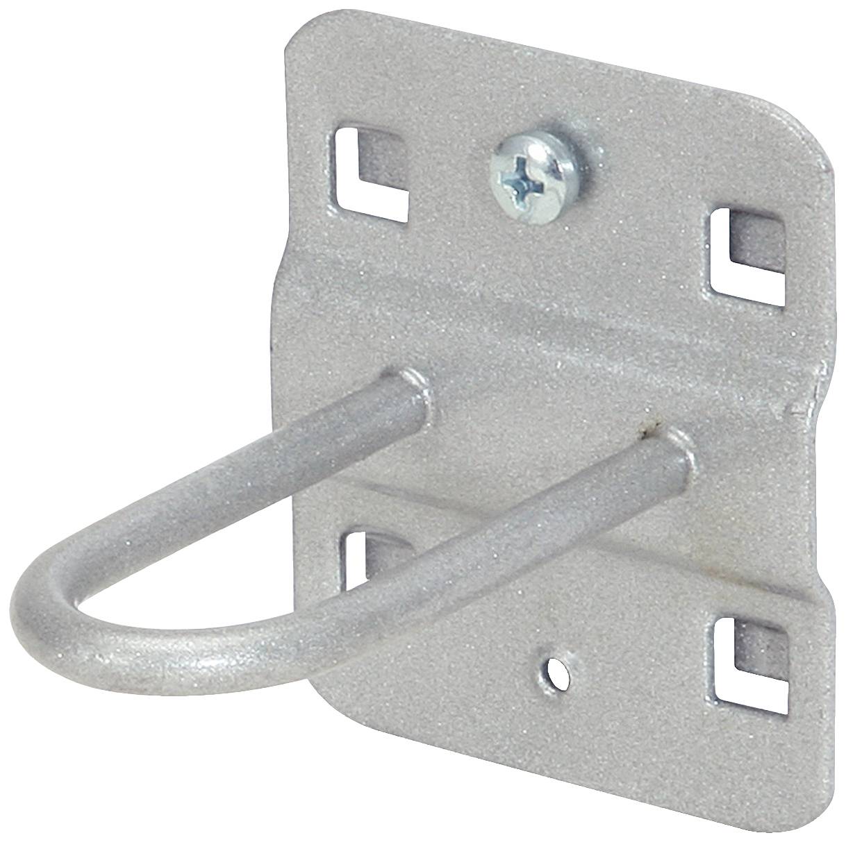 Metallhalterung für Wandmontage, geeignet zur Befestigung von Rohren oder Kabeln. Enthält mehrere Montagebohrungen.