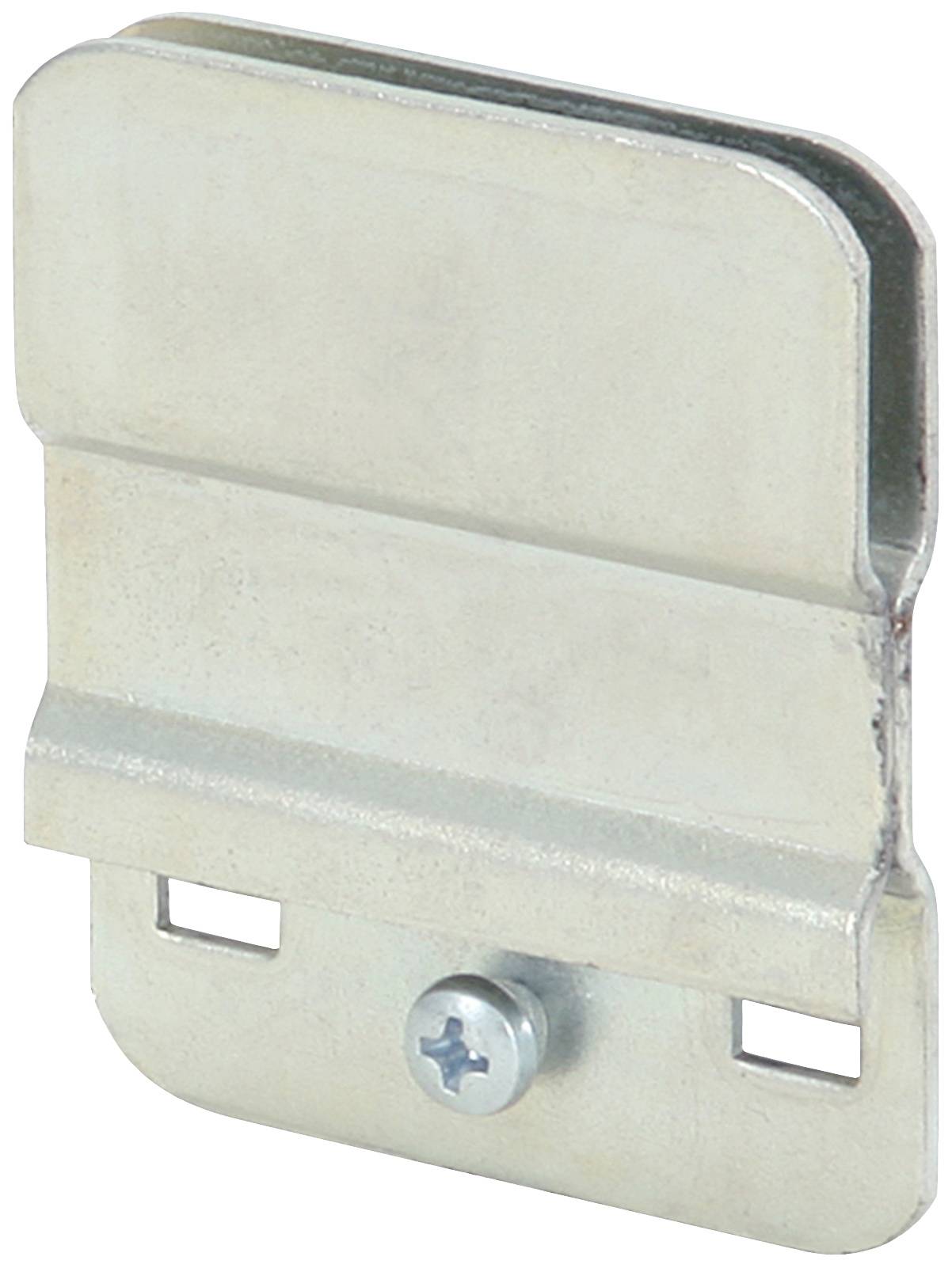 Metallwinkeladapter mit Schraube, rechteckig, verwendet zur Befestigung oder Unterstützung von Elementen in strukturellen Anwendungen.