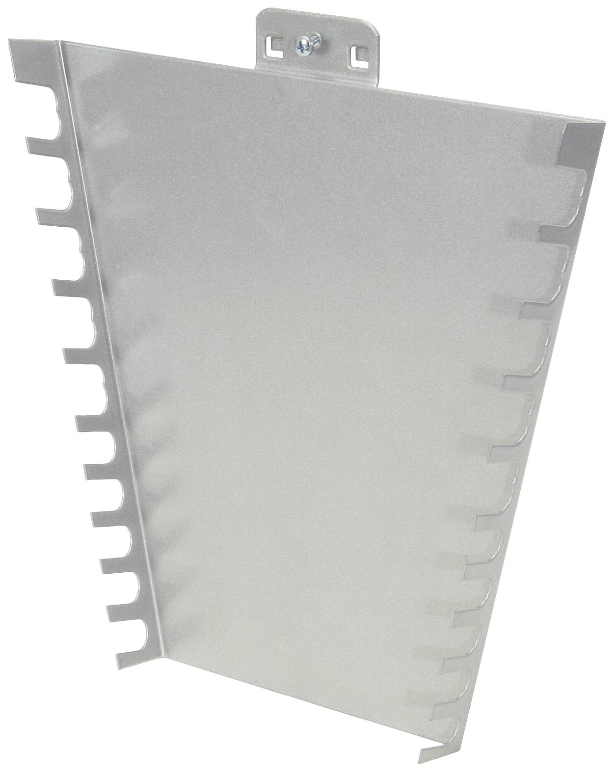 Metallplatte mit gewellten Kanten und Loch für Befestigung.