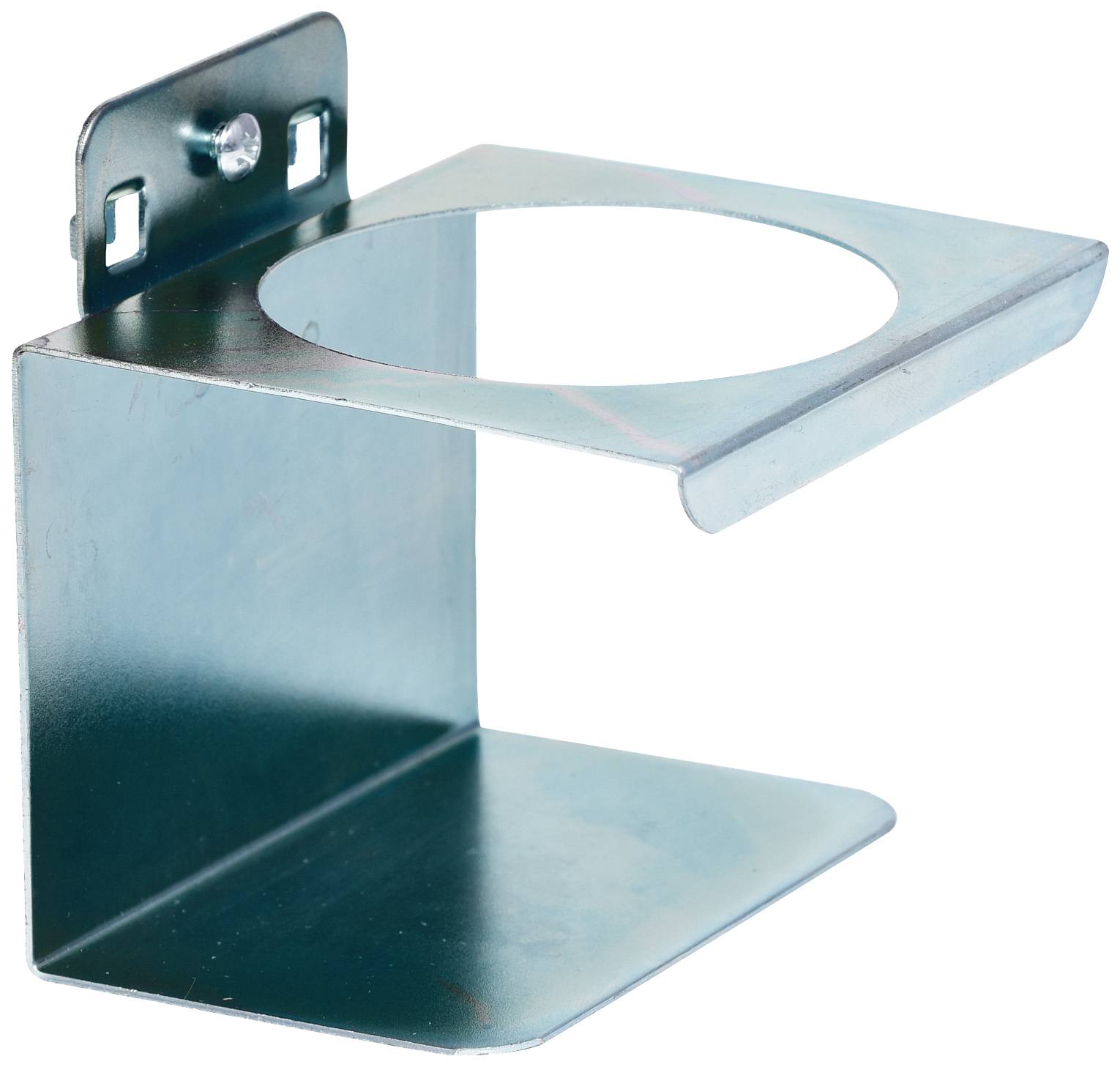 Metallhalterung mit rundem Ausschnitt, zur Wandmontage. Geeignet zum Halten von Rohr oder zylindrischem Objekt.