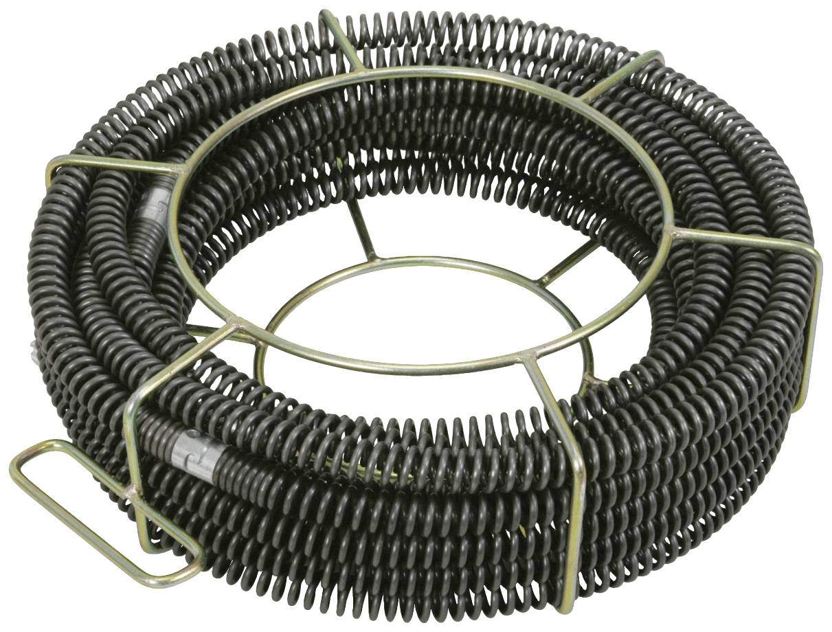 Eine schwarze, spiralförmige Drahtrolle, aufgerollt und von einem Metallrahmen gehalten. Verwendung in handwerklichen Anwendungen möglich.