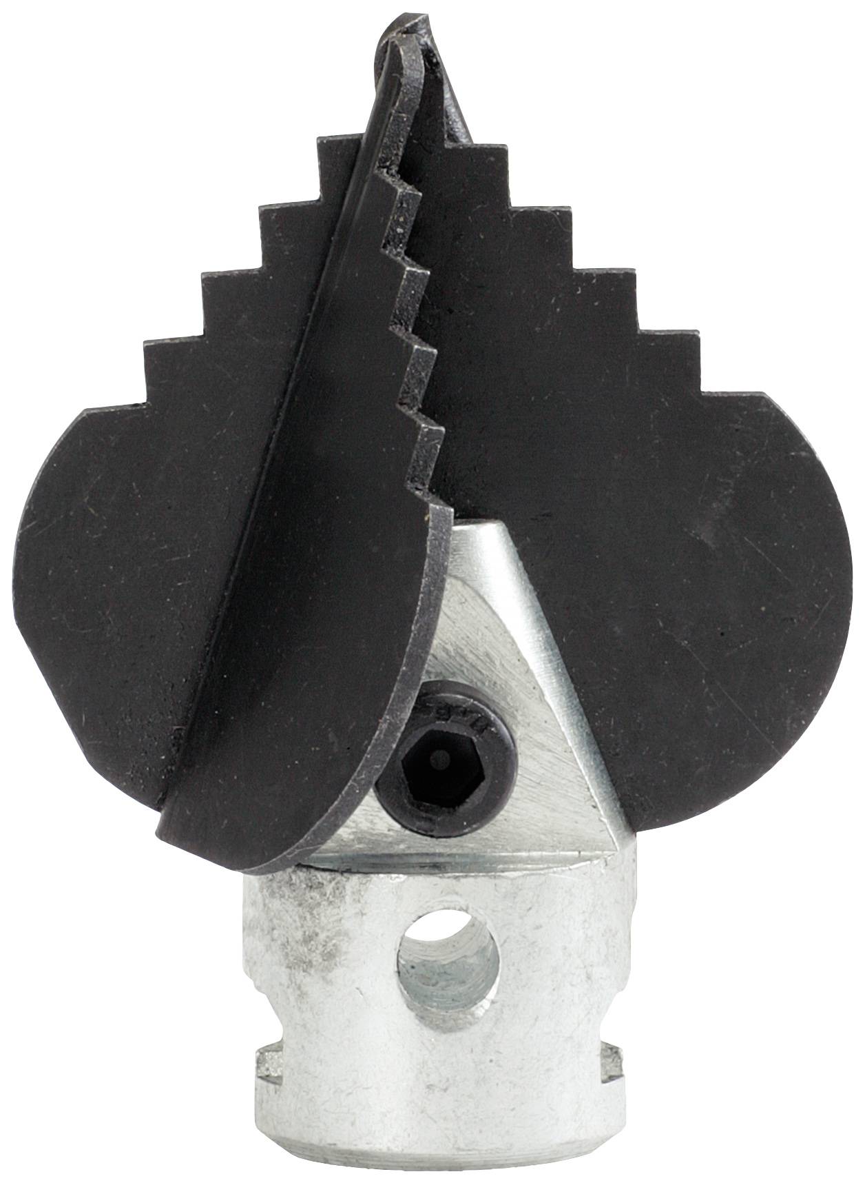 Metallbohrkopf aus schwarzem und silbernem Material mit gezackter Kante.