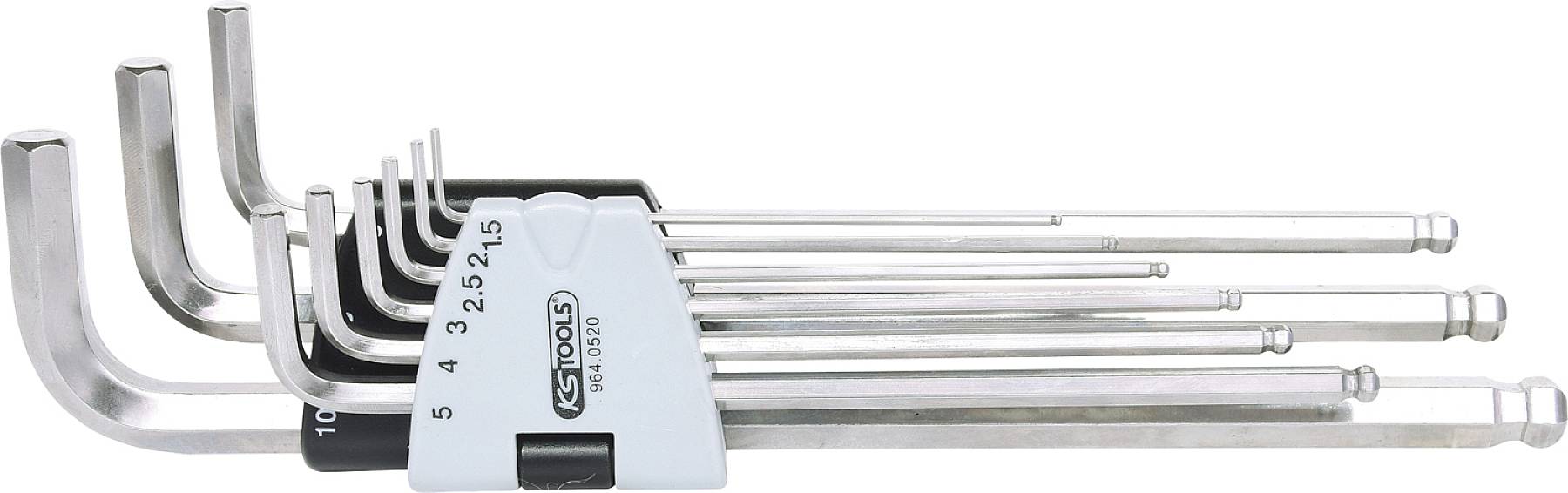 KS Tools 964.0520 Innen-Sechskant Winkelschraubendreher-Set 1.5 mm, 2 mm, 2.5 mm, 3 mm, 4 mm, 5 mm, 6 mm, 8 mm, 10mm 9teilig