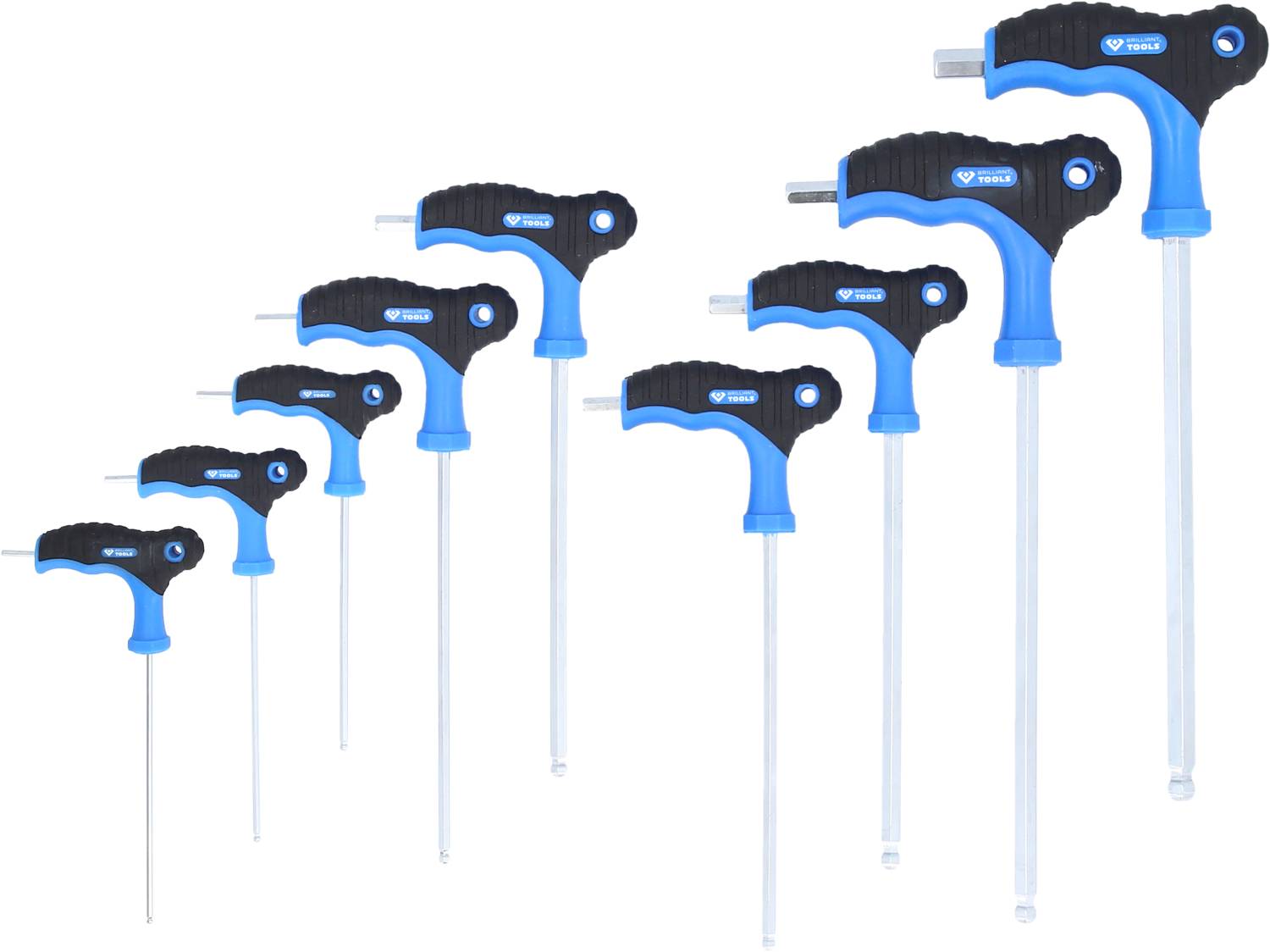 Brilliant Tools BT041100 Winkelschraubendreher-Set 2 mm, 2.5 mm, 3 mm, 4 mm, 5 mm, 6 mm, 7 mm, 8 mm, 10mm 9teilig