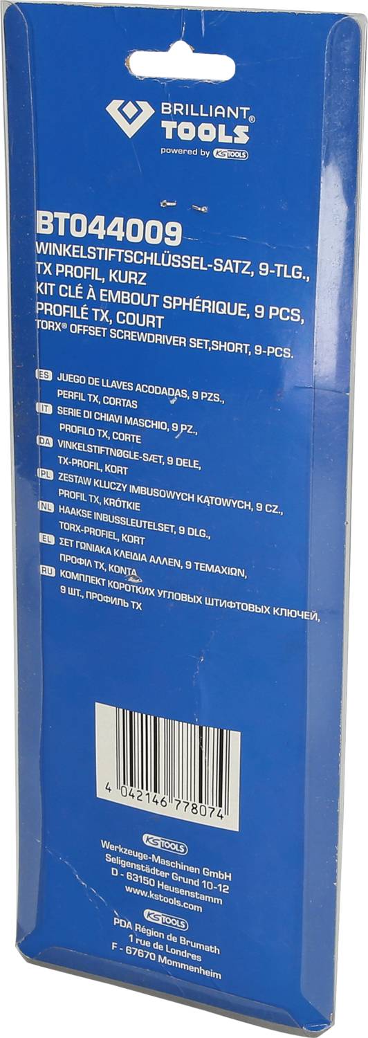 Brilliant Tools BT044009 Winkelschraubendreher-Set T 10, T 15, T 20, T 25, T 27, T 30, T 40, T 45, T 50 9teilig