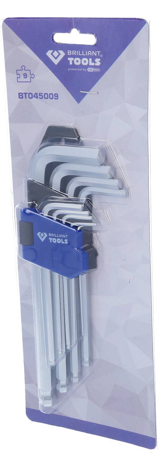 Brilliant Tools BT045009 Winkelschraubendreher-Set 1.5 mm, 2 mm, 2.5 mm, 3 mm, 4 mm, 5 mm, 6 mm, 8 mm, 10 mm 9teilig