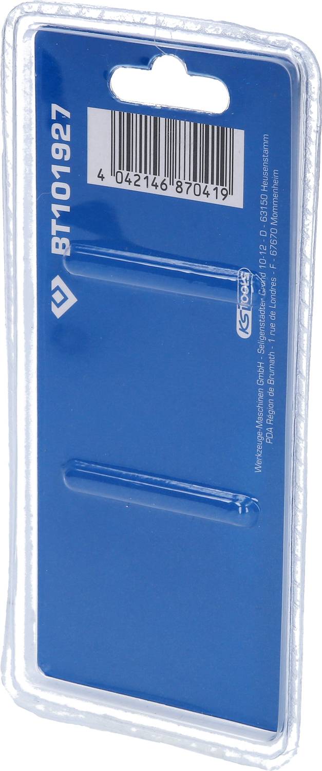 Blisterverpackung mit einem Barcode und der Nummer 'BT101927', sowie Herstellerinformationen. Verpackung zeigt keine sichtbaren Produkte.